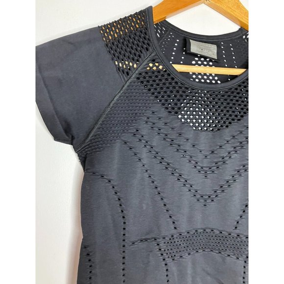 Athleta Women's Small Top Black Diamond Mesh Trophy Short Sleeve - Picture 2 of 9